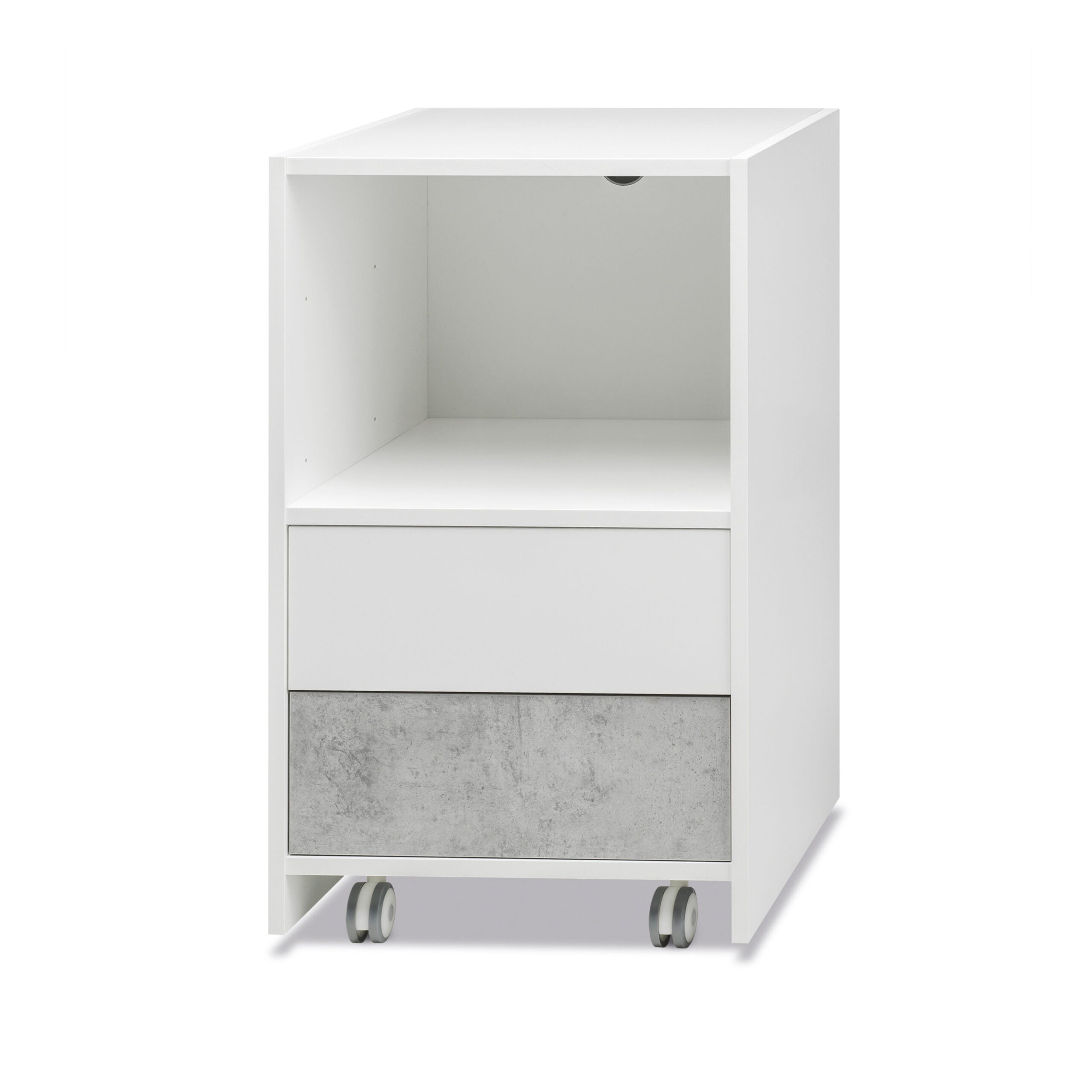 Cassettiera in Legno con Ripiano a vista e 2 Cassetti