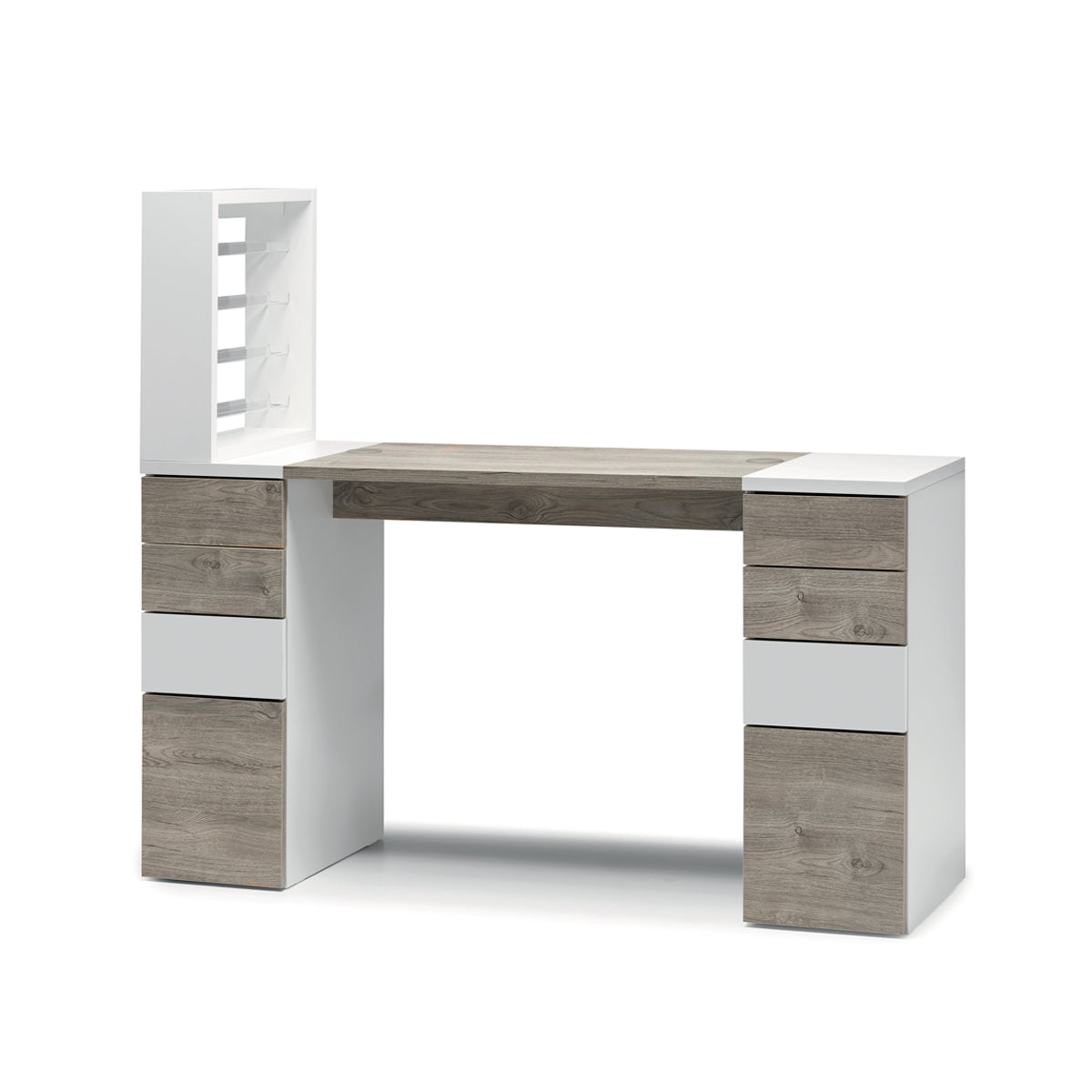 Tavolo Nails con 2 Cassettiere in Nobilato ed Espositore - Rovere