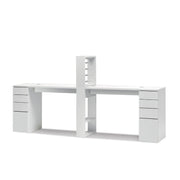 Tavolo Nails Doppio con 2 Cassettiere in Nobilato ed Espositore - Bianco