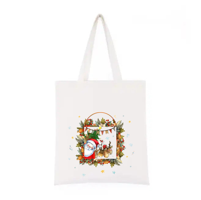 Shopper in Cotone Stampa Natale - A