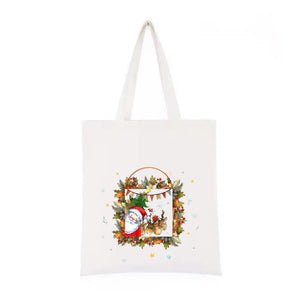 Christmas Print Cotton Shopping Bag - A