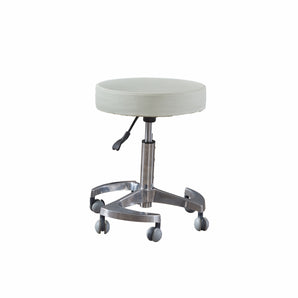 Round stool with swivel steel base.