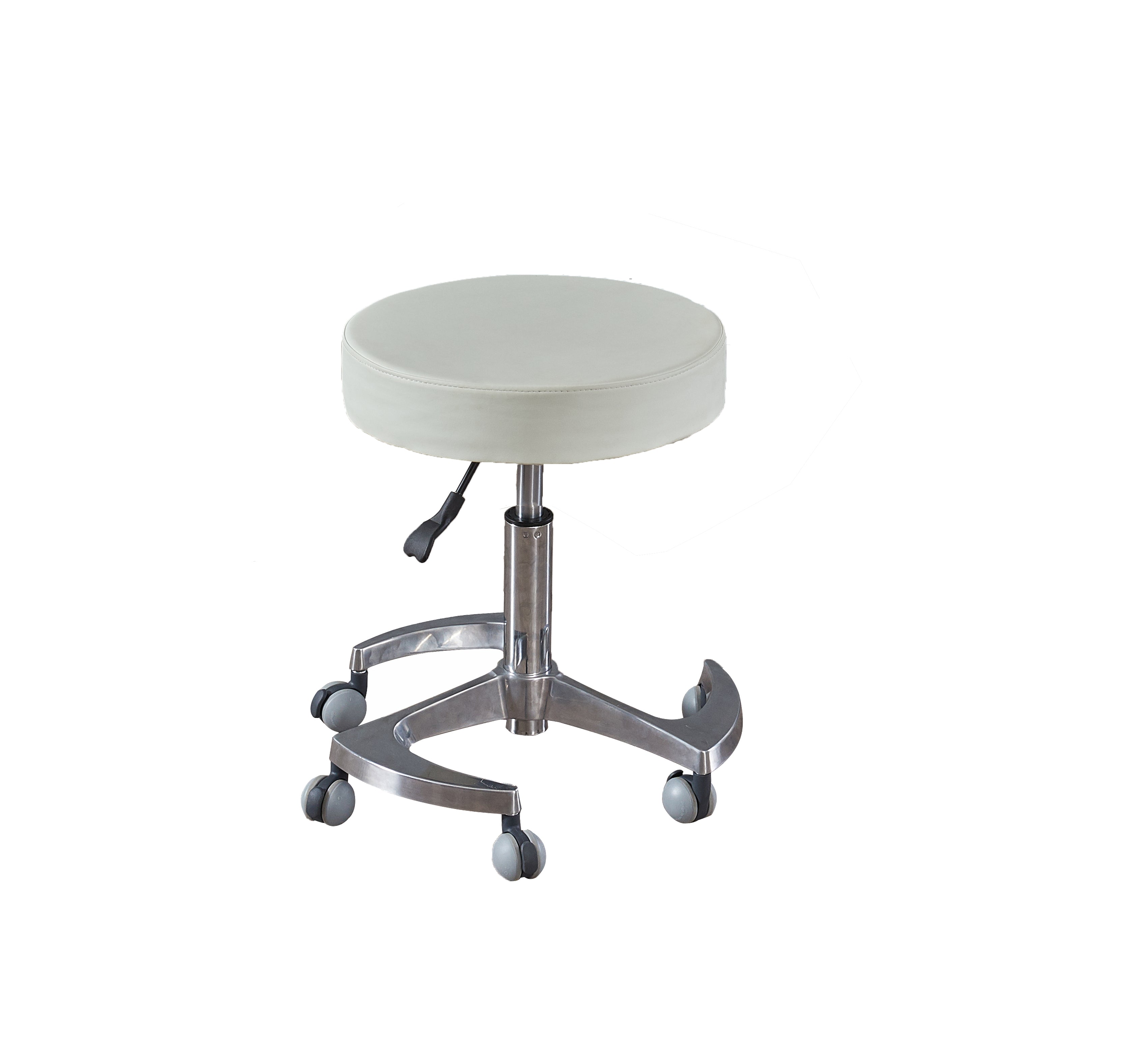Round stool with swivel steel base.