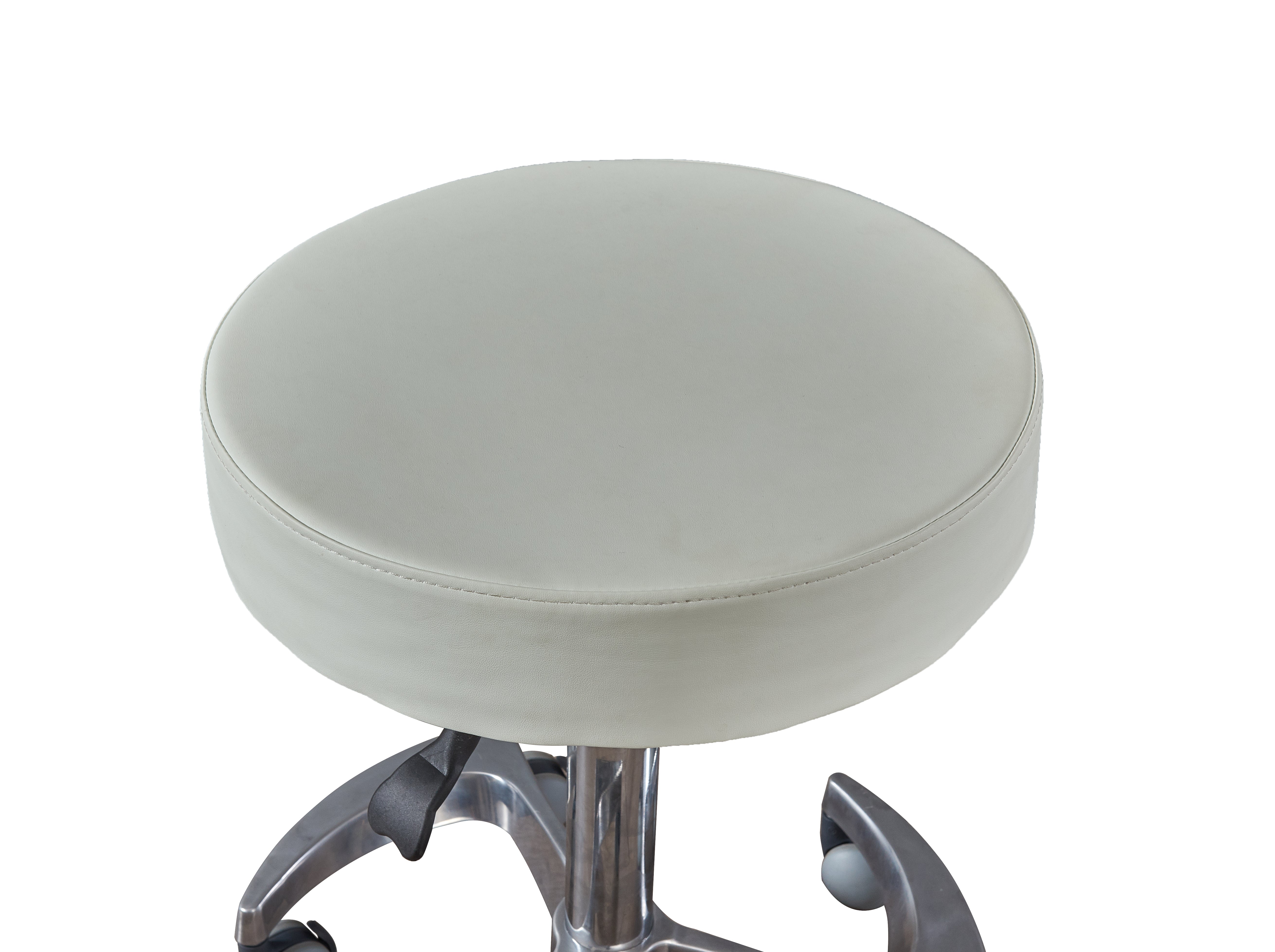 Round stool with swivel steel base.