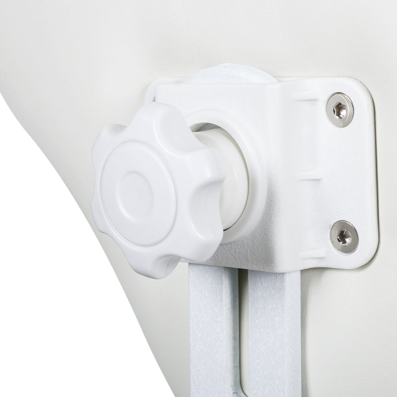 Round stool with height-adjustable backrest and swivel steel base.