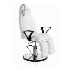Pedicure Chair in White Faux Leather with Reclining Backrest