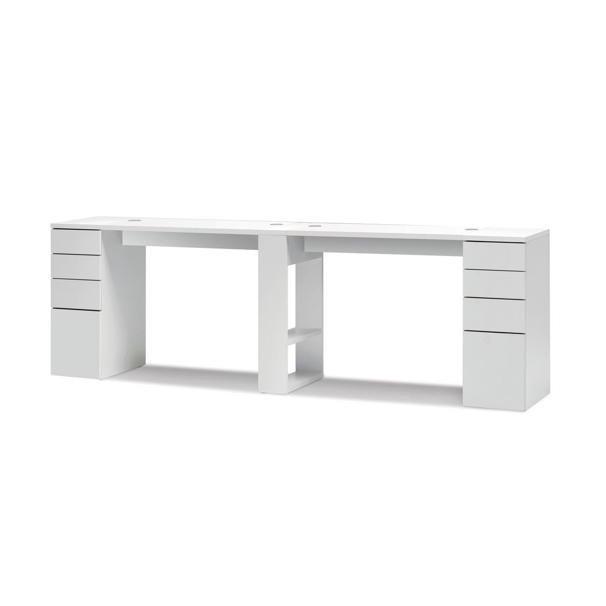 Tavolo Nails Doppio con 2 Cassettiere in Nobilato - Bianco