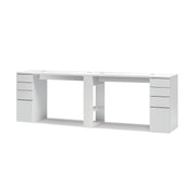 Tavolo Nails Doppio con 2 Cassettiere in Nobilato - Bianco
