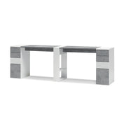 Tavolo Nails Doppio con 2 Cassettiere in Nobilato - Cemento