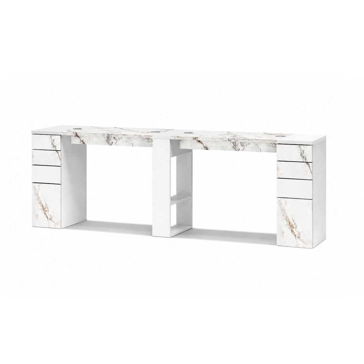 Tavolo Nails Doppio con 2 Cassettiere in Nobilato - Marmo
