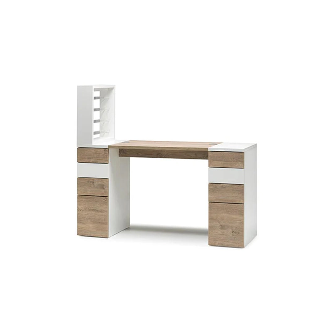 Tavolo Nails in Legno con Doppia Casssettiera ed Espositore