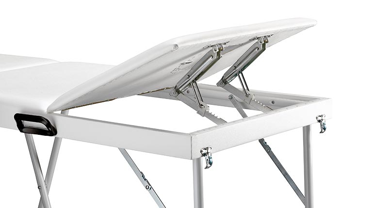 Portable Steel Cot with 2 Joints with Reinforced White Faux Leather Legs