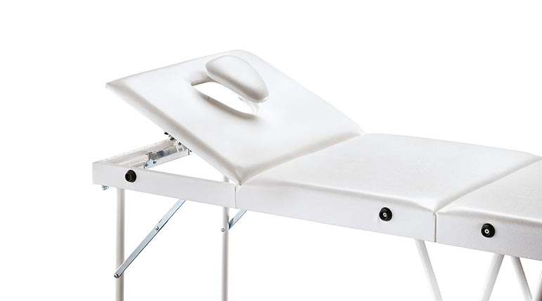 Portable Steel Cot with 2 Joints with Reinforced White Faux Leather Legs