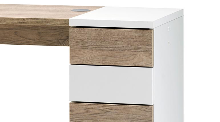 Tavolo Nails in Legno con Doppia Casssettiera ed Espositore