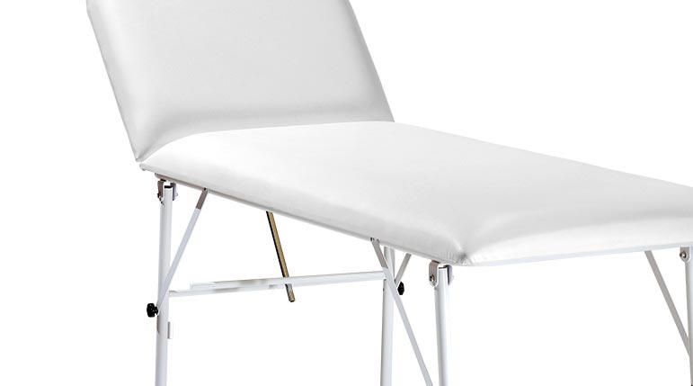 Lettino Pieghevole in Acciaio a 2 Snodi in Ecopelle Bianco