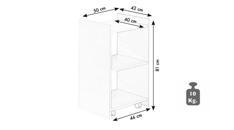Wooden trolley with 3 shelves