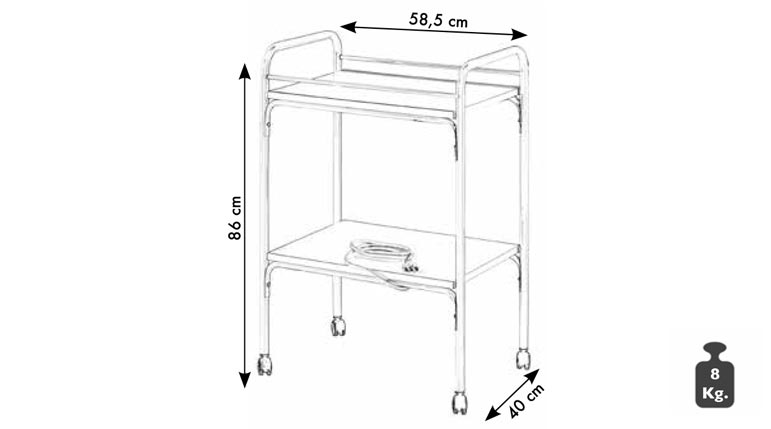 Carrello in Acciaio con 2 ripiani in Legno