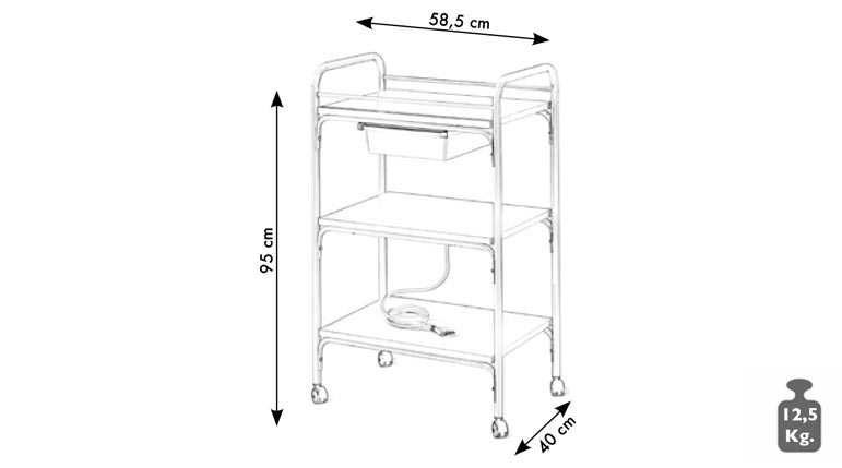Carrello Porta Oggetti 3 Ripiani + Cassetto