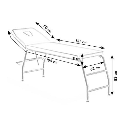 Lettino da Massaggio in Acciaio con Schienale Regolabile in Ecopelle Bianco Diroestetica