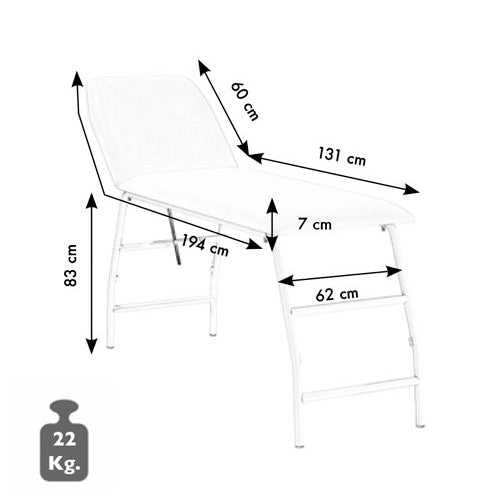 Lettino in Acciaio con Schienale Regolabile in Ecopelle Bianco Diroestetica