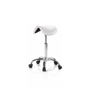Saddle Stool in White Faux Leather