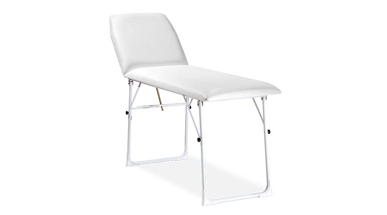 Folding Steel Cot with 2 Joints in White Faux Leather