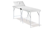 Portable Steel Cot with 2 Joints with Reinforced White Faux Leather Legs