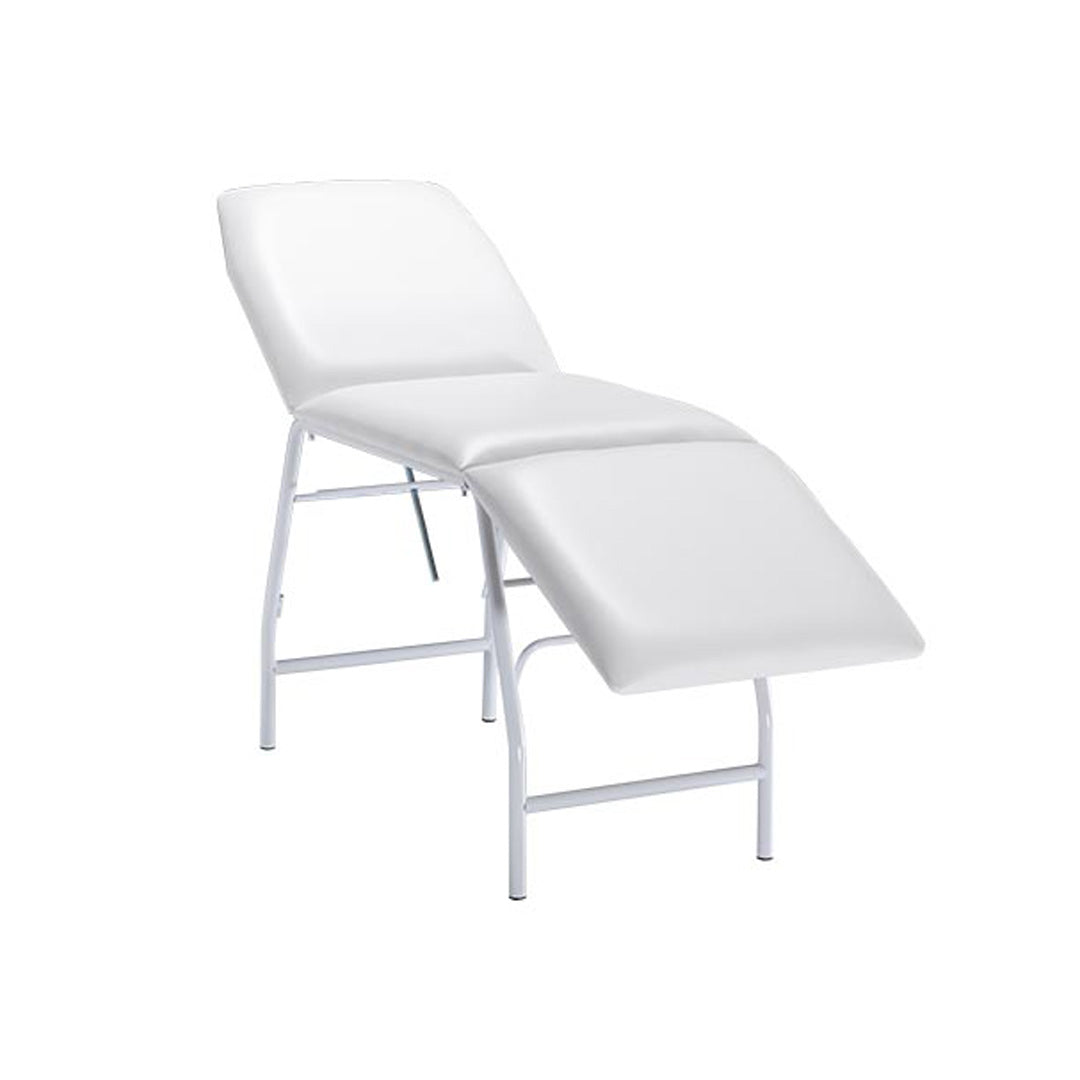 Steel cot with 3 joints in white eco-leather