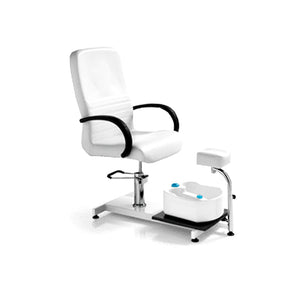 Pedicure Chair in White Faux Leather Adjustable in Height